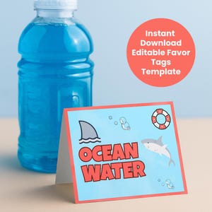 Shark Birthday Buffet Food Cards, Printable Tent Labels, Editable Shark Party Decorations, Ocean Party Table Signs, Jawsome Instant Download