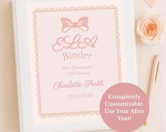 Editable Binder Covers & Spines Printable, Coquette Pink Canva Template, Custom School Binder Cover, Digital File, Instant Download