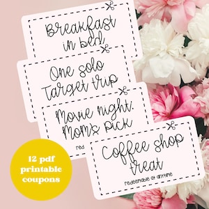 Printable Mother’s Day Coupons, 12 Digital Coupons Book, Last Minute Mother’s Day Gift for Mom, Instant Download, DIY Mother’s Day Present