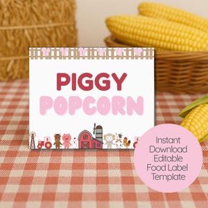 Girl Farm 2nd Birthday Food Labels: Barnyard Party Tent Cards (Digital Download)