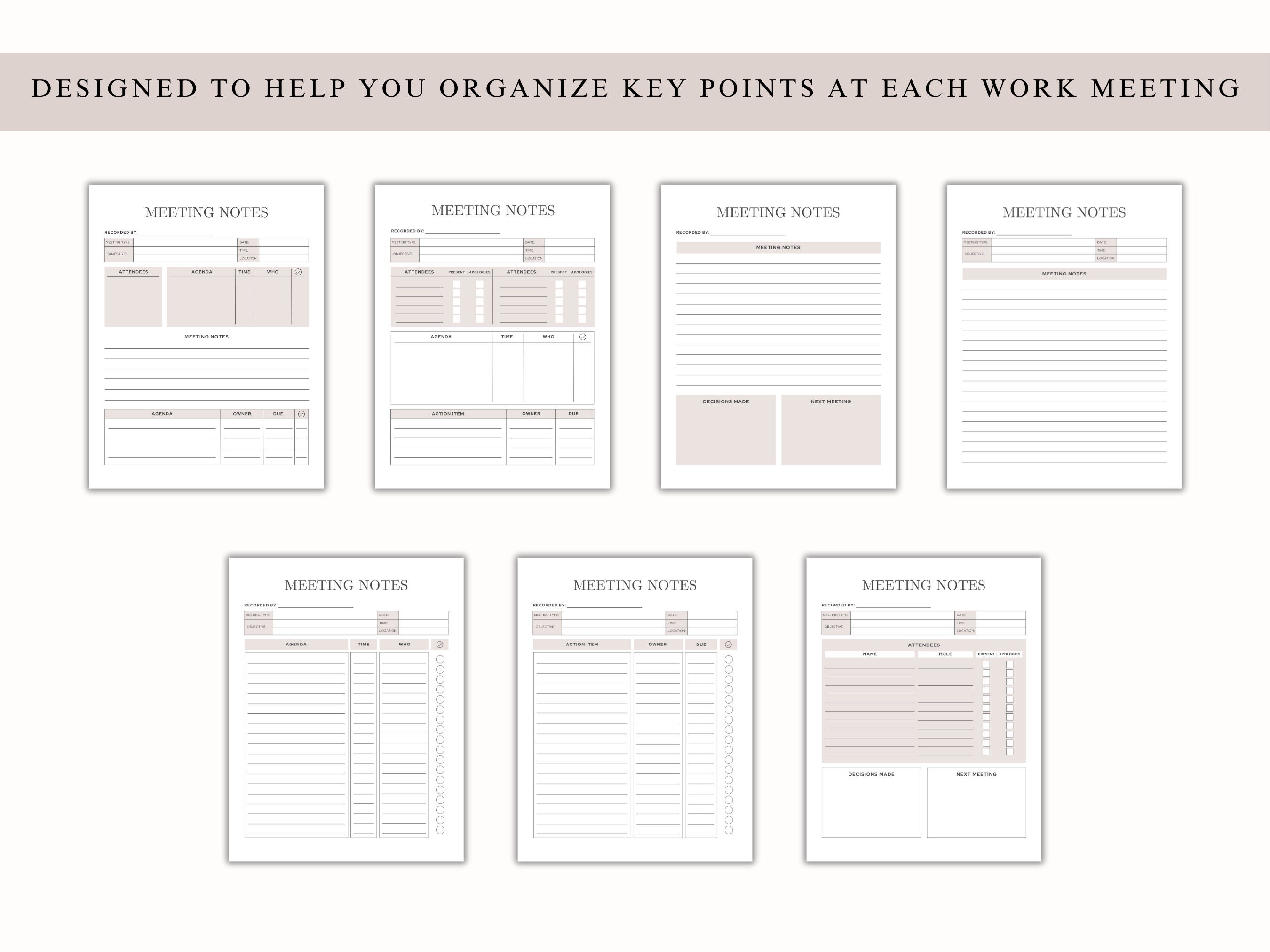 Digital Meeting Notes Template Goodnotes/ipad 5 Pages Template Bundle Note Taking, Zoom Meetings