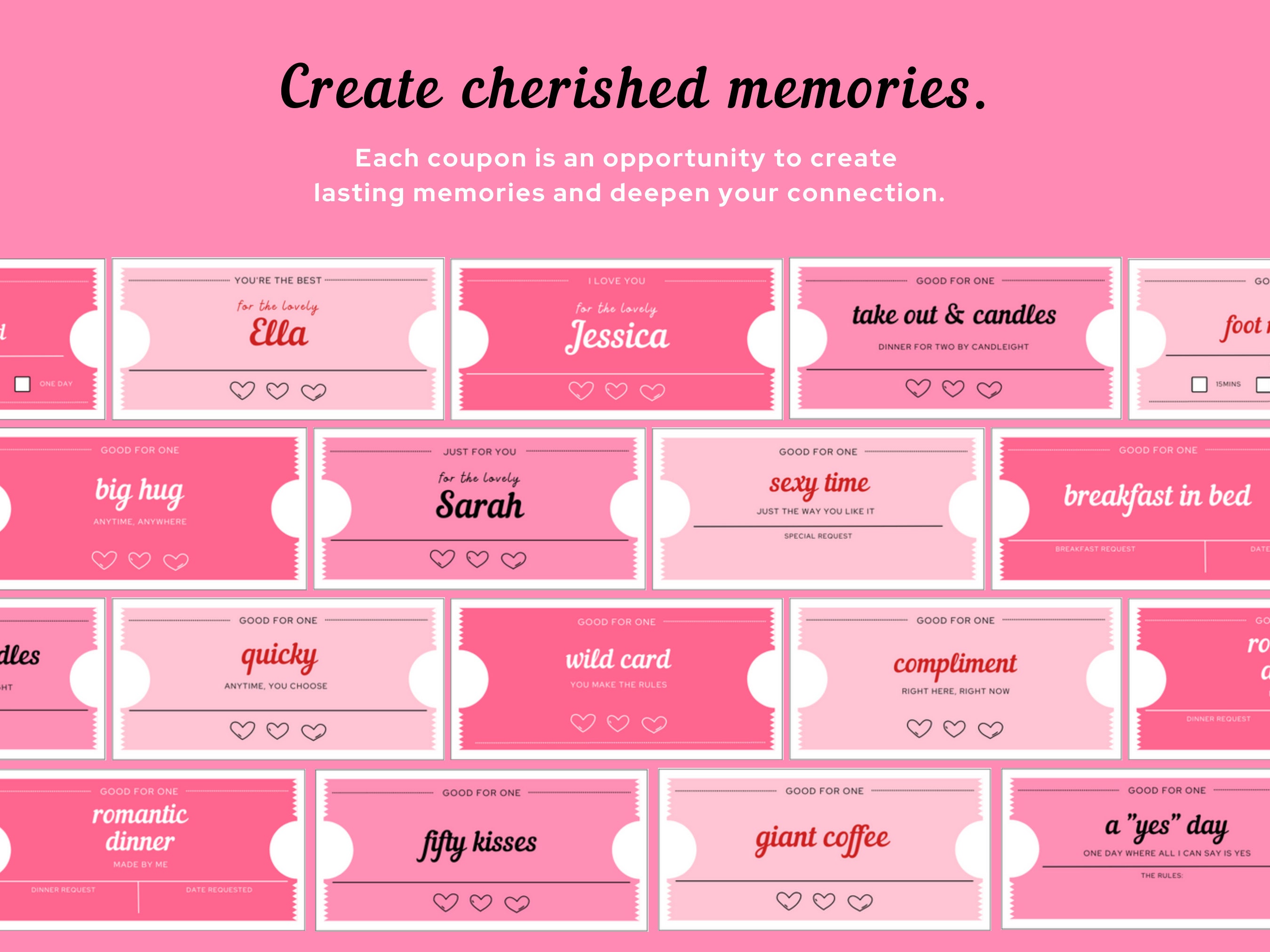 Printable Love Coupons for Boyfriend/girlfriend, Romantic Coupons, Valentines Day Gift EDITABLE ...