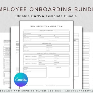 Employee Onboarding Template Bundle, New Hire Checklist Bundle, New Hire Onboarding, HR Forms | Editable, Printable CANVA Template,
