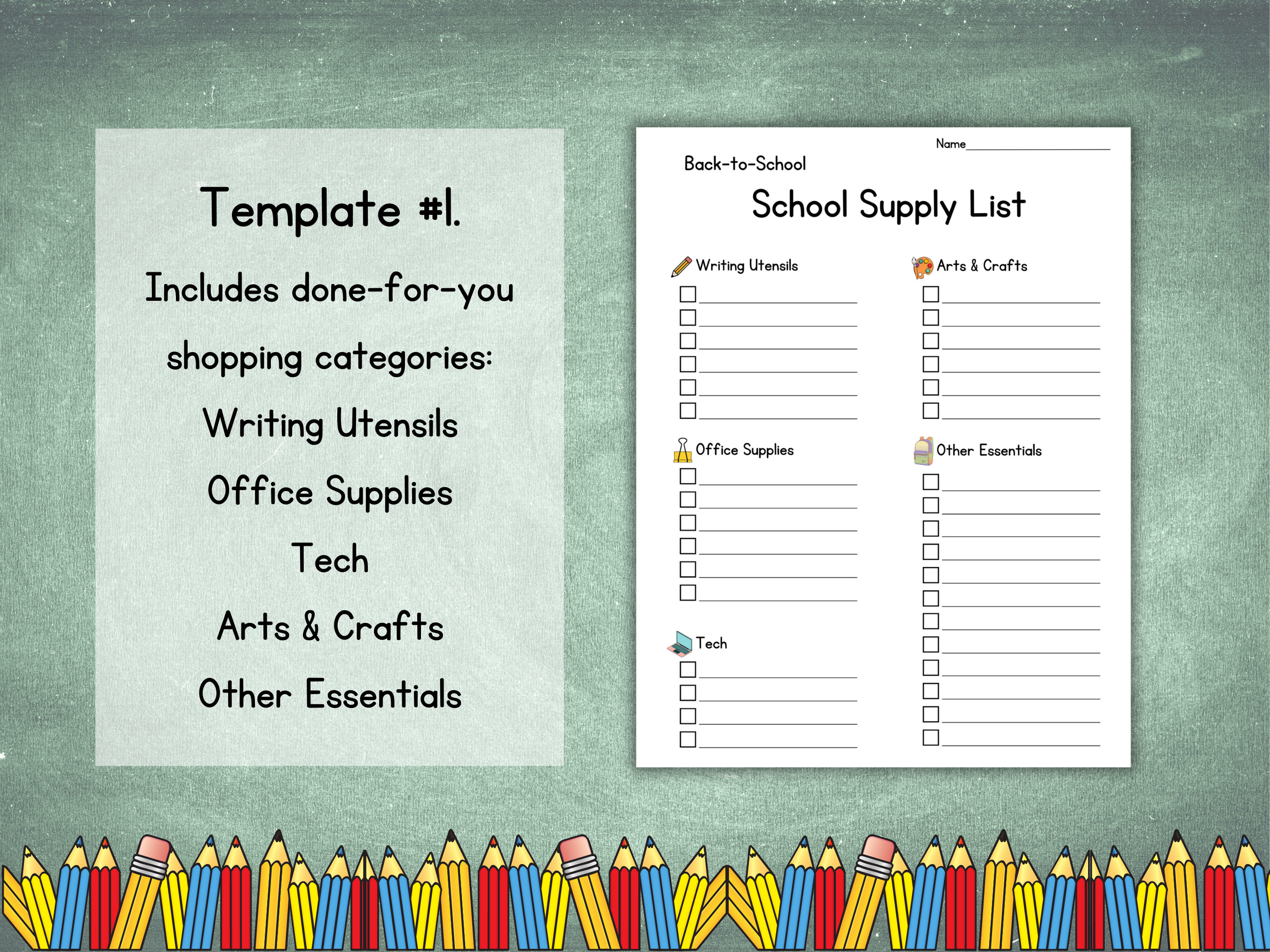 PRINTABLE School Supply List Elementary School Supply List Template