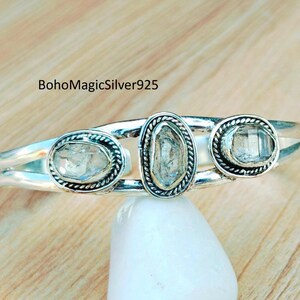 Herkimer Bangle, Herkimer Jewelry, 925 Silver Sterling Bangle, Adjustable Bangle, Boho Bangle, Women Bangle, Birthday Gift, Statement Bangle