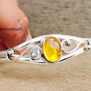 Armband citrien: verstelbare sterlingzilveren manchetarmband