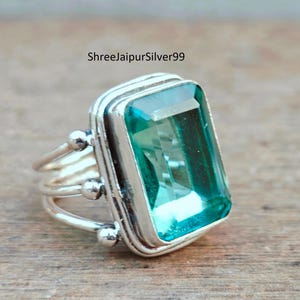 Sterling Silver Aquamarine Ring: Handmade Boho Statement Jewelry