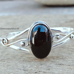 Black Onyx Bangle, Onyx Bangle, 925 Silver Sterling Jewelry, Birthday Gift, Handmade Jewelry, Women Bracelet, Onyx Jewelry, Birthday Gift