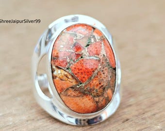 Sponge Coral Sterling Silver Ring: Dainty Boho Wedding Jewelry