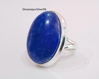 Lapis lazuli-ring, 925 sterlingzilver, beloftering