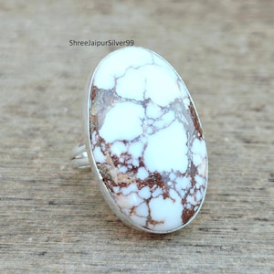 Wild Horse Ring, Magnesite Ring, Wild Horse Jewelry, 925 Silver Ring, Attractive Ring, Designer Ring, Gift For Daughter, White Stone Ring