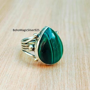 Malachite Ring, Malachite Jewelry, 925 Silver Sterling Ring, Gemstone Ring, Handmade Gift, Pretty Ring, Statement Ring, Boho Ring, Gift Ring