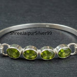 Peridot Sterling Silver Armring, Statement Ädelstenssmycken