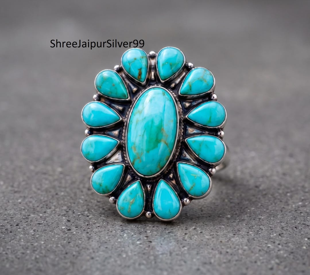 Kingman Turquoise Sterling Silver Ring, Handmade Gemstone Jewelry - Etsy