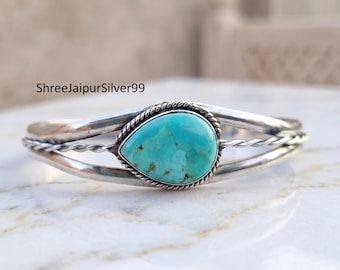 Mohave Kingman Turquoise Sterling Silver Bangle Bracelet
