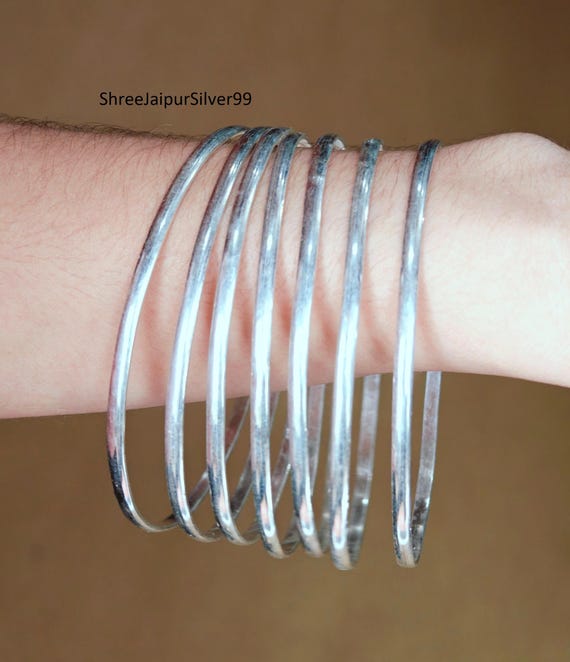 Minimal Silver-Tone Bangle Bracelet for Women 925 Sterling Silver Amazon.com: Merdia 990 Solid Sterling Silver Polished and  main image 4