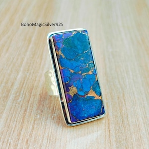 Lila Türkis Ring, 925 Silber Sterling Ring, Türkis Ring, handgemachter Schmuck, Frauen Ring, Statement Ring, Geschenk für sie, Boho Schmuck