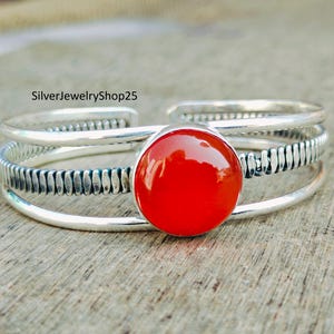 Carnelian Bangle, Carnelian Jewelry, 925 Silver Sterling Bangle, Women Bangle, Gemstone Bangle, Adjustable Bracelet, Women Bracelet, Gifts