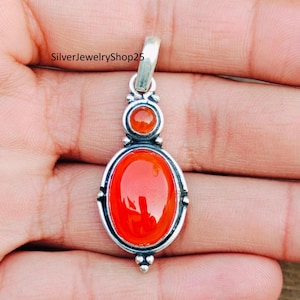 Carnelian Pendant, Carnelian Jewelry, Carnelian Necklace, 925 Silver Sterling Pendant, Silver Jewelry, Handmade Gift, Gemstone Jewelry,