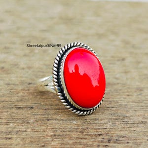 Coral Ring, Coral Jewelry, 925 Silver Sterling Ring, Handmade Ring, Silver Gemstone Ring, Women Gift Ring, Statement Ring, Gift For Her