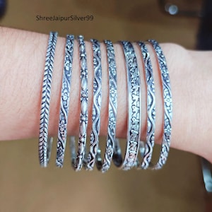Silver Bangles 7 Set Of Bangles, 7 Set Of Jewelry, Designer Bangles, 925 Sterling Silver, Handmade Bangles, Gift For Mom, Statement Bangle
