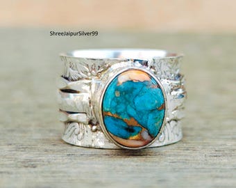 Oyster Turquoise Ring, 925Sterling Silver Ring, Handmade Ring, Gemstone Ring, Women Ring, Beautiful Ring, Promise Ring, Statement Ring, Gift