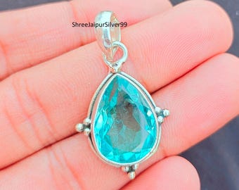 Aquamarine Pendant, Gemstone Jewelry, 925 Sterling Silver, Handmade Pendant, Popular Pendant, Gift For Daughter, Gift For Women, Silver Gift