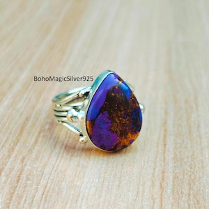 Lila Türkis Ring, 925 Silber Sterling Ring, Türkis Ring, handgemachter Schmuck, hübscher Ring, Statement Ring, Geschenk für sie, Boho Schmuck