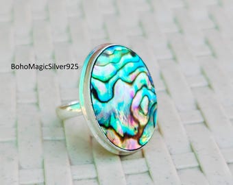 Abalone Shell Ring, Abalone Shell Jewelry, 925 Silver Sterling Ring, Anniversary Ring, Silver Ring, Handmade Ring, Gemstone Ring, Gift Ring
