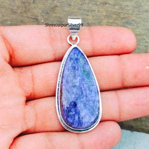 Charoite Pendant, Charoite Jewelry, 925 Silver Sterling Pendant, Gift For Her Pendant, Christmas Gift, Charoite Gemstone, Anniversary Gift
