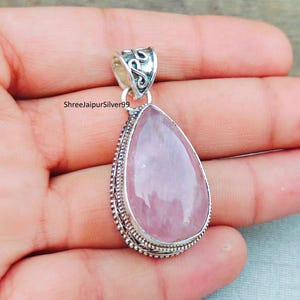 Rose Quartz Pendant, Rose Quartz Gemstone, Silver Necklace, Stylish Pendant, Attractive Pendant,  Unique Design Pendant, 925 Sterling Silver