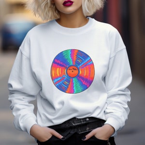 Record Sweatshirt Unisex Retro Music Crewneck Sweatshirt Colorful Music Sweatshirt Gildan 18000 Music Art Sweatshirt Music Record Crewneck