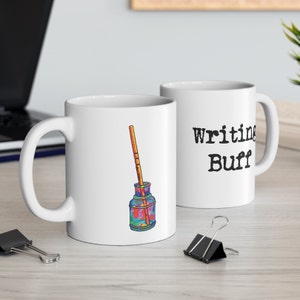 Writing Buff Mug Inkwell Mug 11oz Mug for Writer Retro Gift for Writers Ceramic Mug Gift for Author Mug Colorful Writing Mug for Writers