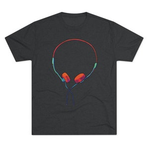 Headphones Retro Tee Shirt Unisex Triblend T Shirt Colorful Music T-Shirt Unisex Music Headphones Shirt Abstract Headphones Triblend T-Shirt