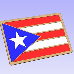 Puerto Rican Flag CNC Files: Laser Engraving SVG DXF (Digital Download)