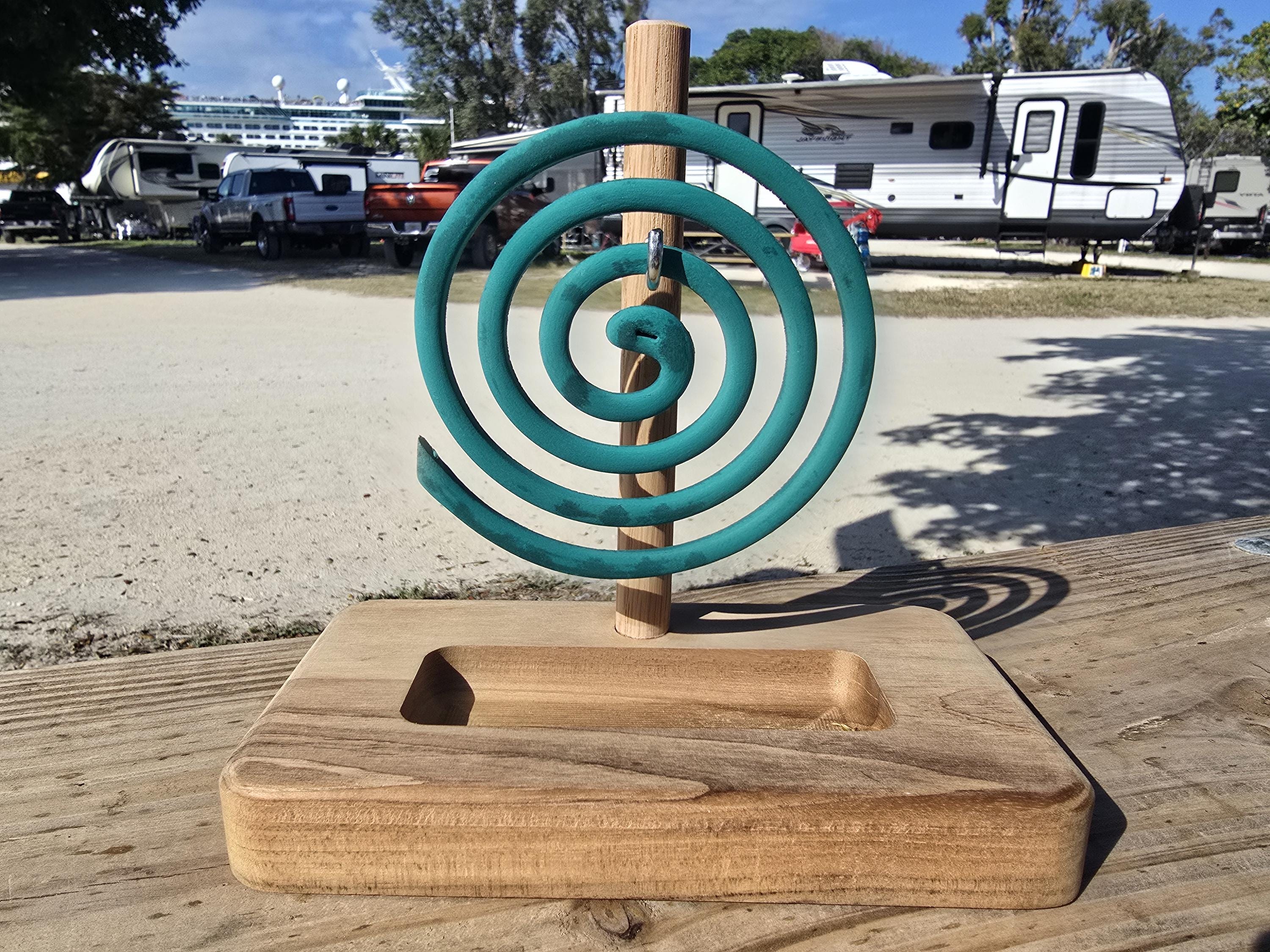 Premium Teak Wood Mosquito Coil Hanger Stand | Outdoor Insect Repellent ...