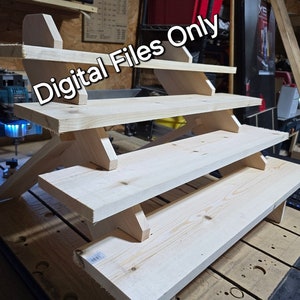 Marktdisplaystandaard met 4 schappen of buffetdisplay | Digitale bestanden voor CNC/lasersnijden (alleen digitale bestanden)
