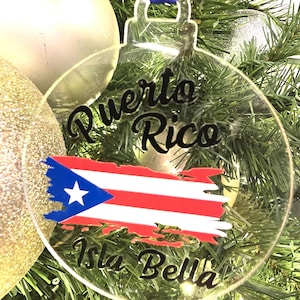Decorazione acrilica per albero di Natale portoricano / Isla Bella / Bandiera di Porto Rico
