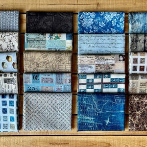 Eclectic Elements Fat Quarter Bundle: Blue & Neutral Fabrics by Tim Holtz for FreeSpirit Fabrics