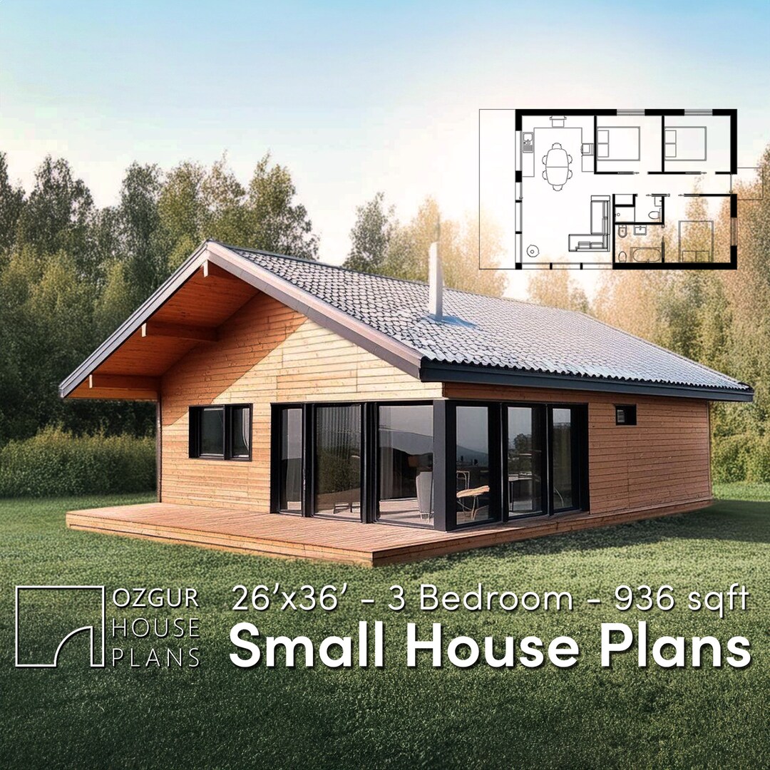 26x36 Ft 3 Bedroom Single Story Small House Plan Modern 