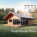 26x36 ft - 3 Bedroom - Single Story Small House Plan - Modern Architectural Design Tiny Cabin Floor Plans - Pdf Printable Blueprint For Sale