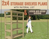 2x4 Storage Shelves DIY Plans & Build Instructions - Woodworking Blueprint Step by step Guide - shopping material cut list carpentry PDF
