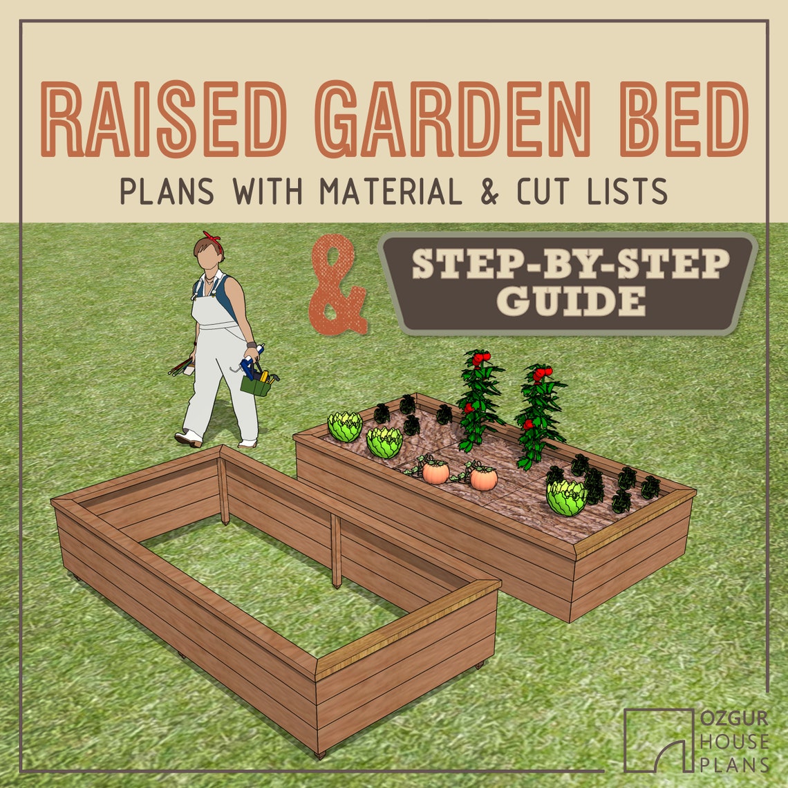 Raised Garden Bed Planter DIY Plan - PDF Download - Build Instructions ...