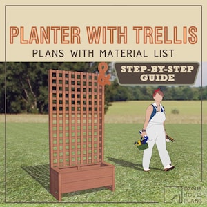 Planter with trellis DIY Plans & Build Instructions - Garden Privacy Screen Wall Woodworking Blueprint Step by step Guide material list PDF