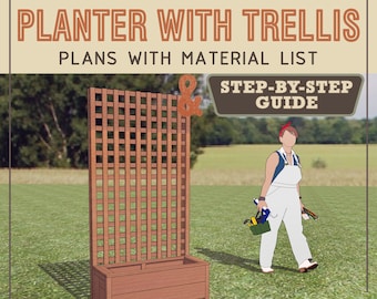 Planter with trellis DIY Plans & Build Instructions - Garden Privacy Screen Wall Woodworking Blueprint Step by step Guide material list PDF