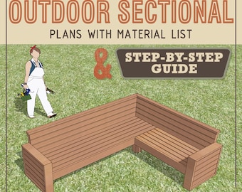 Outdoor Built-in Sectional Bench DIY Plan - PDF Download - Build Instructions - Material List & Step by step Guide - Woodworking Blueprint