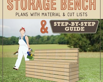 Storage Bench DIY Plan - Outdoor Garden Woodworking Blueprint - PDF Download - Build Instructions - Material List & Step by step Guide