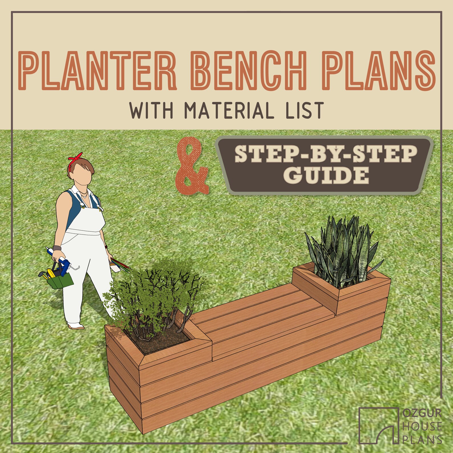 Planter Bench DIY Plan - PDF Download - Build Instructions - Material ...