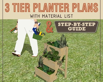 3 Tier Planter DIY Plans & Build Instructions - Woodworking Blueprint Step by step Guide - shopping material cut list carpentry PDF