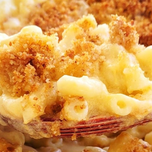 Three-Cheese Baked Mac and Cheese Delight! Restaurant quality at home! Digital, downloadable, formatted forever recipe card!